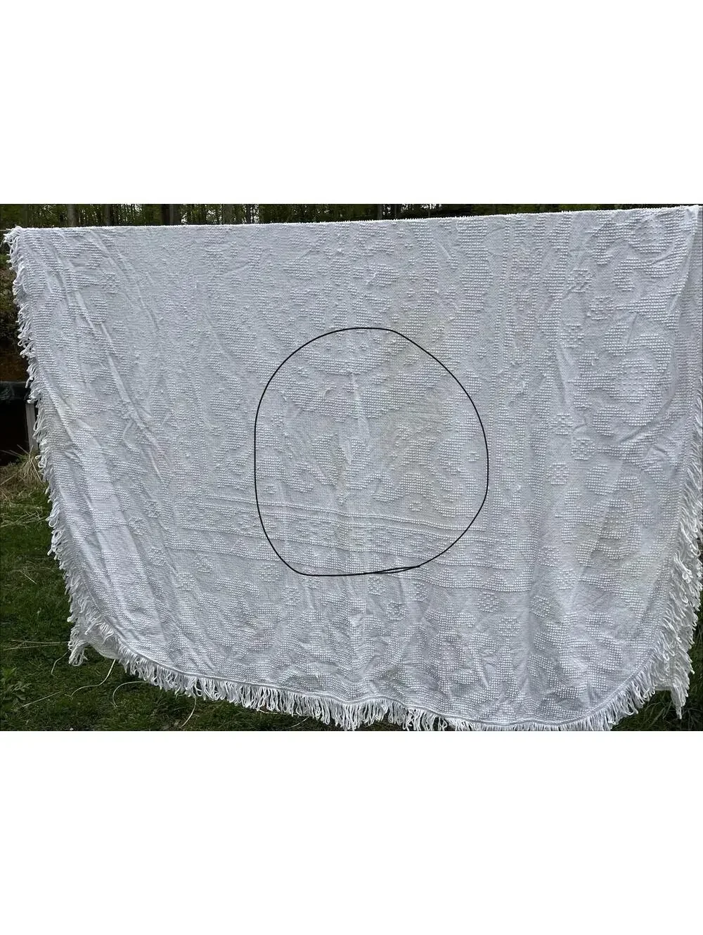 72x101” Bates White Vintage Hobnail Chenille Bedspread Coverlet Twin Comforter